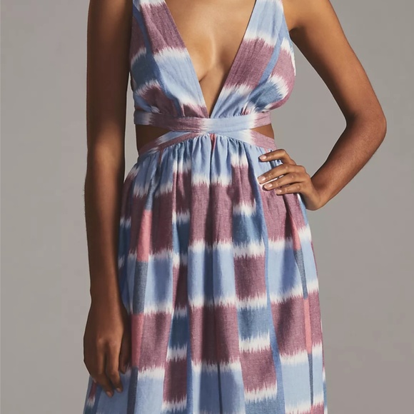 Anthropologie Deep-V Midi Dress NWT sz XXS - Picture 2 of 5